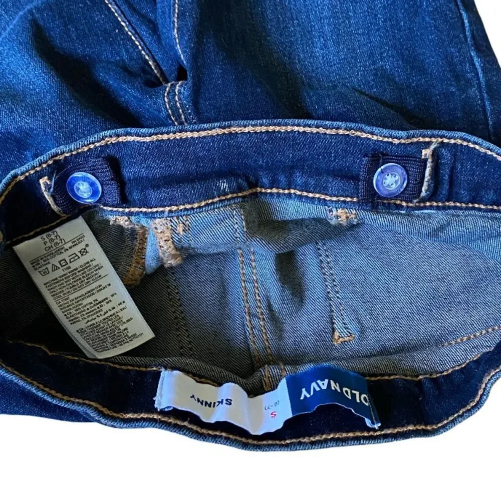 Old Navy Kids Pull-On Skinny Jeans Size S (6-7) Adjustable Waist Dark Wash Denim